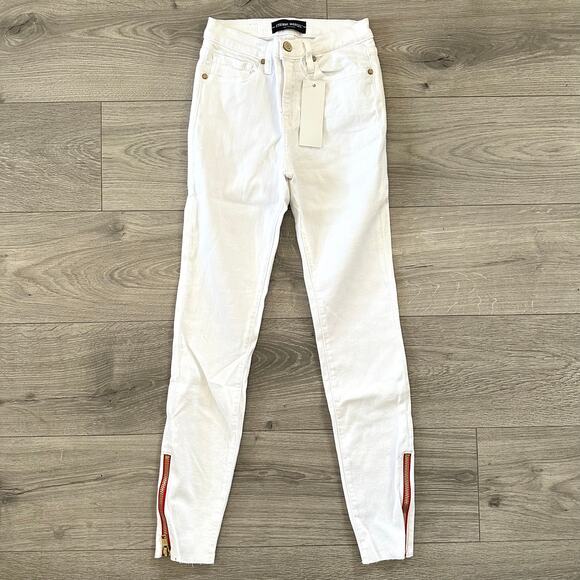 Etienne Marcel White High Rise Red Ankle Zipper Skinny Jeans Size 25 NWT $245 - Picture 4 of 13